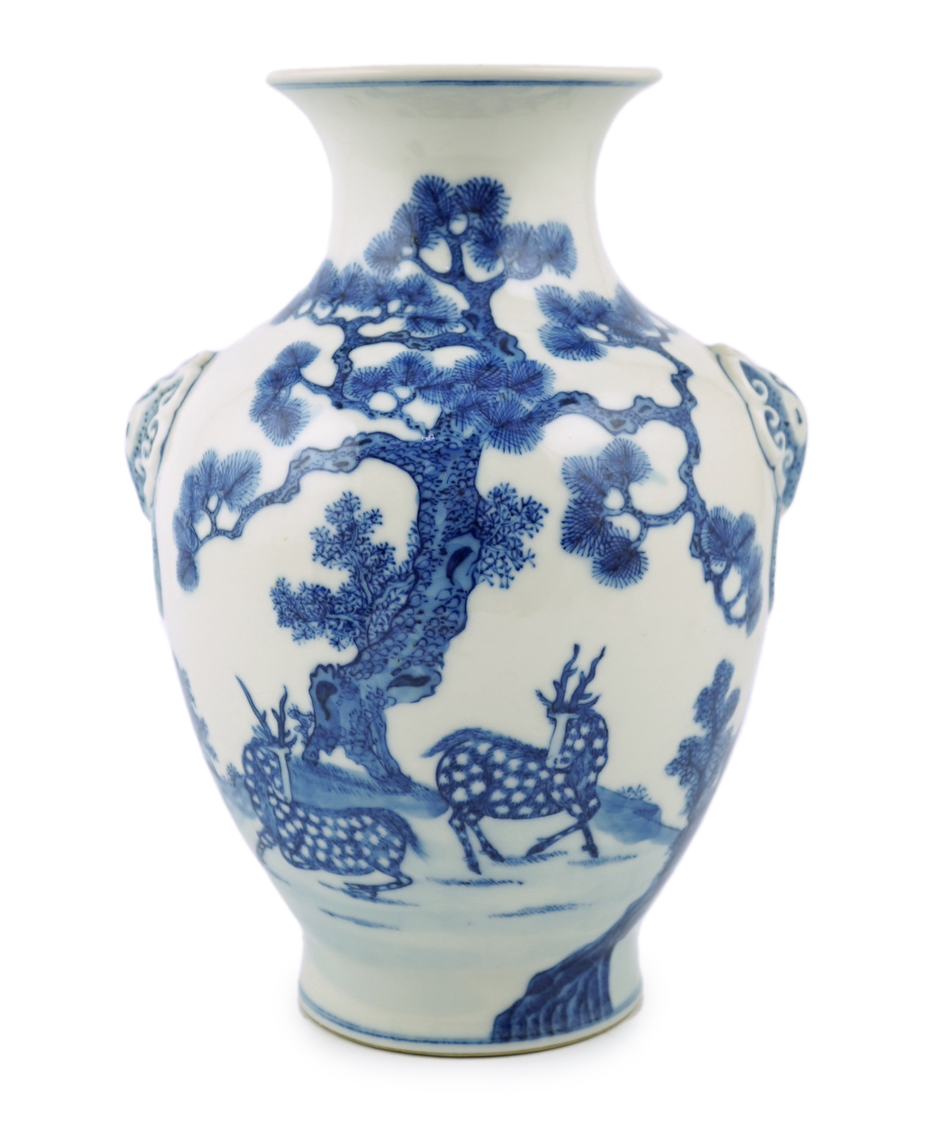 A Chinese blue and white ‘deer and pine’ vase, Qianlong seal mark but Republic period